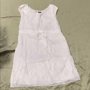 Theory white linen scoop neck sleeveless dress